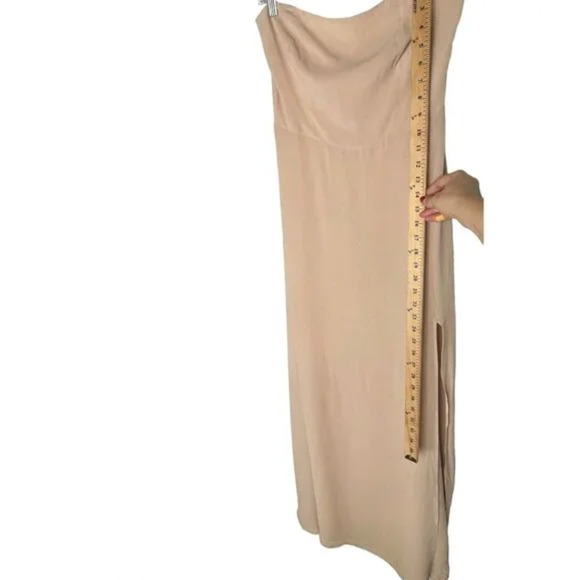 Reformation 6 Ingrid Strapless Maxi Dress Gown Nude Pale Pink Side Slit Blush - Picture 7 of 8